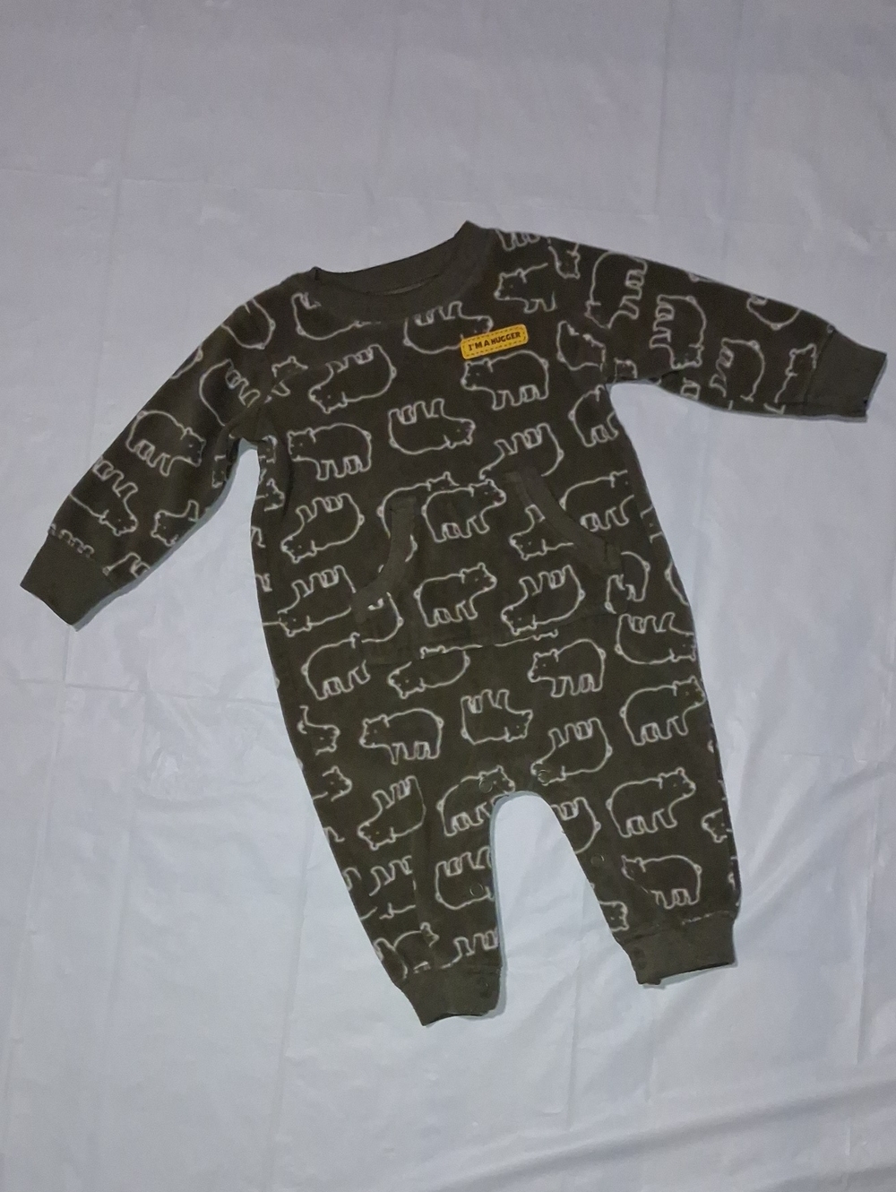 ✨ Carter's Just One You Olive Green Bear Print Fleece Jumpsuit 3-6M✨